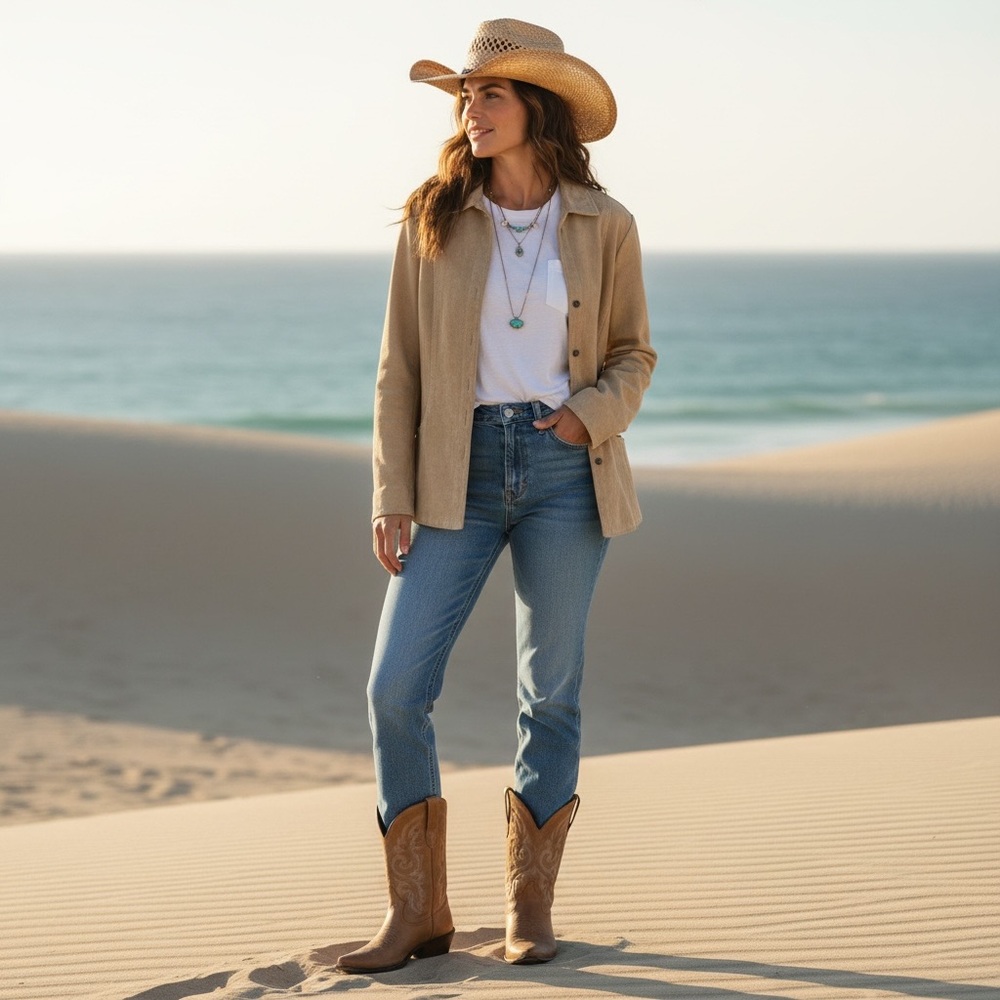 Vintage Christopher & Banks Suede Tan Snap Font Coastal Cowgirl Jacket – Size XL